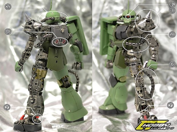 CJ Hobby MG Zaku II 06J Metal Set Rood v2.0 9 Opties