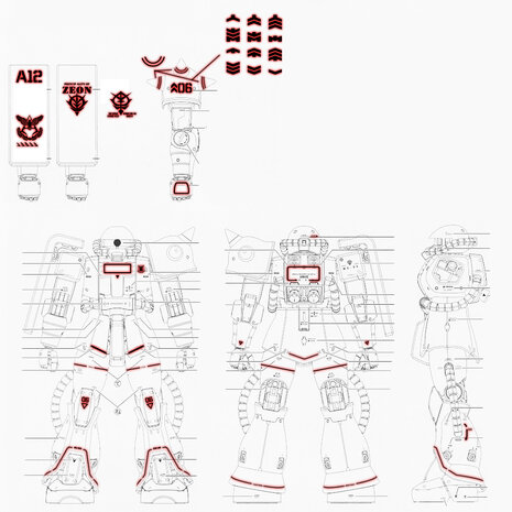 Flaming-Snow MG-32 Red or Green Zaku II Fluorescerend