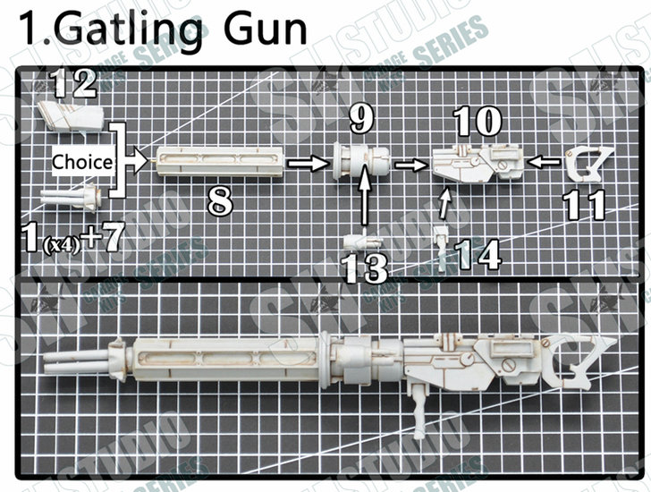 RG MSN-04 Sazabi Dual Gatling Gun plus Metal Chains (Resin Pakket)