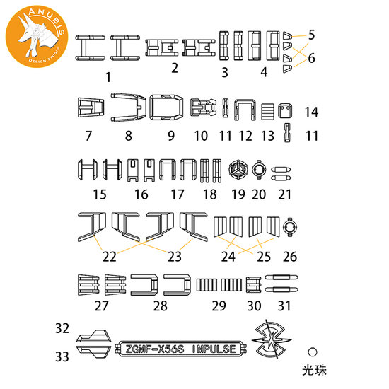 Anubis GP015 RG Impulse ZGMF-X56S Detail Set