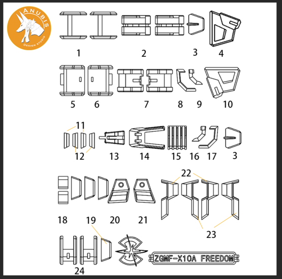 Anubis GP017 MG Freedom ZGMF-10A Detail Set