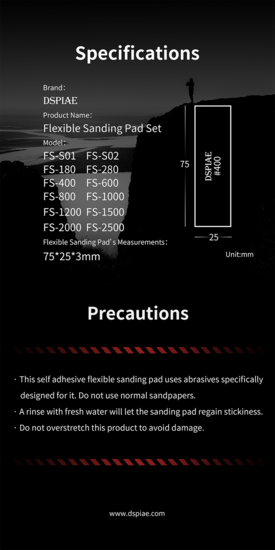 DSPIAE Flexible Sanding Pad Set FS 180-2500 Korrel 30stuks per set