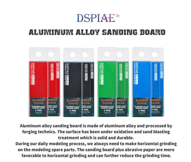 DSPIAE Aluminum Alloy Sanding Board AS-25 3stuks