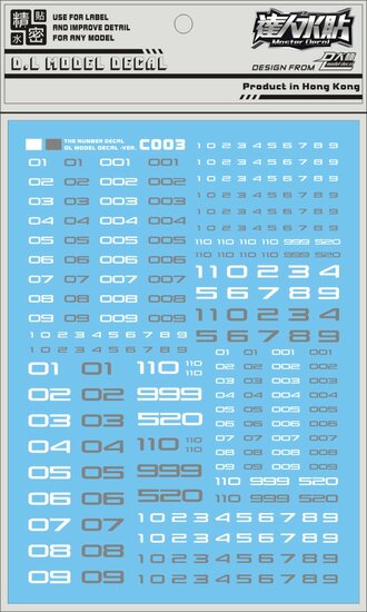 DL-Decal C003WG Nummers Wit Grijs