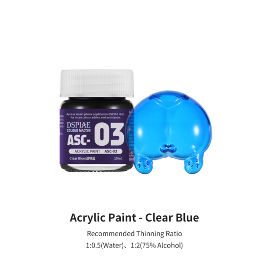 DSPIAE Acrylic Model Paints 10ml Clear Blauw ASC-03