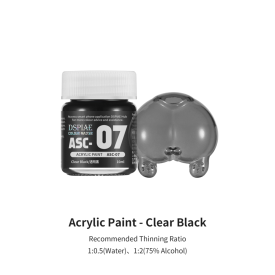 DSPIAE Acrylic Model Paints 10ml Clear Zwart ASC-07