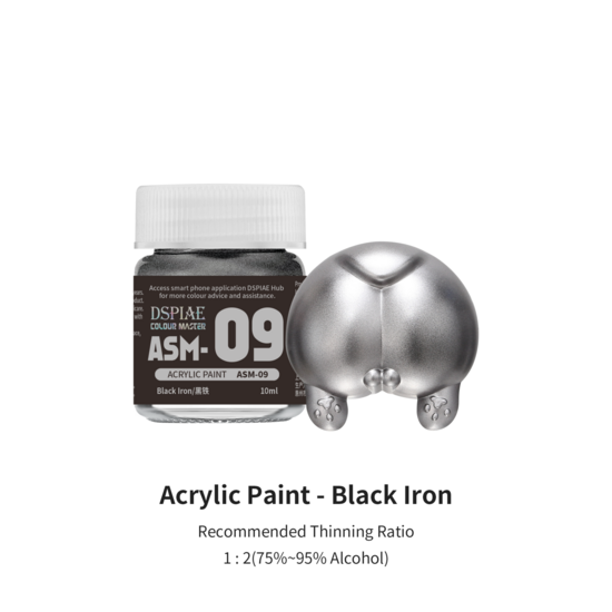 DSPIAE Acrylic Model Paints 10ml Black Iron ASM-09