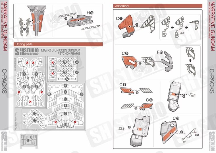 SH Studio MG Narrative Gundam C-Packs Ver. Ka SHEU044 Photo Etch Set